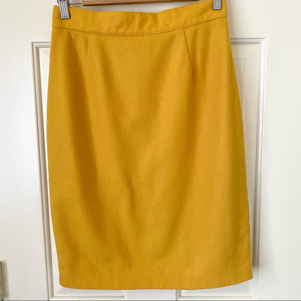 Vintage  COLORS OF BENETTON Yellow Wool Nylon Blend Career Pencil Skirt